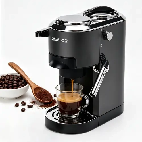 QAWTOR Portable Espresso Maker with Milk Frother - 20-Bar Rechargeable Personal Coffee Maker Machine, Compact Yet Powerful Lightweight Capsule/Ground Coffee Appliance for Camping, Office