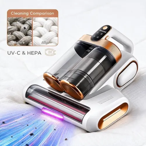 SRGARH Portable Lightweight Spot Cleaner for Dust Mite & Allergen Removal, Cordless UV‑C Light Mattress Vacuum Cleaner, 8000Hz Beating, USB‑C Charge, King Size Fit, Soft Fabric Safe for Bed, Sofa, Ideal for Allergy Sufferers & Dorm Students