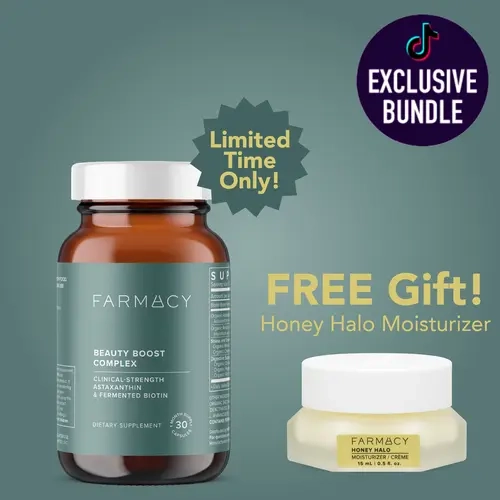 Farmacy x New Chapter Beauty Boost Complex for Hair Skin & Nail Support with Fermented Biotin & Astaxanthin - 30 ct