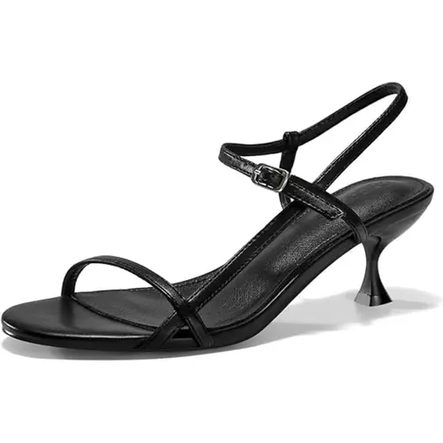 Coutgo Womens Strappy Heeled Sandals Kitten Low Heel Open Toe Ankle Strap Party Wedding Dress Shoes