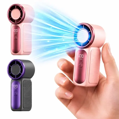 Mini Handheld Fan - 6 Speed Turbo, LED Display, Pocket-Sized Portable Lightweight Cordless Makeup Dryer, USB Rechargeable Cooling Fan for Travel, Outdoor, Ideal Gift for Women