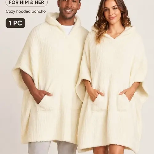 [COZY Soft Plush Feel] Soft Half Fleece Fabric Couple Hooded Capelet Vest, Casual Cloud-Like Comfort for Daily Wear, Perfect for Home Relaxation and Outdoor Fashion