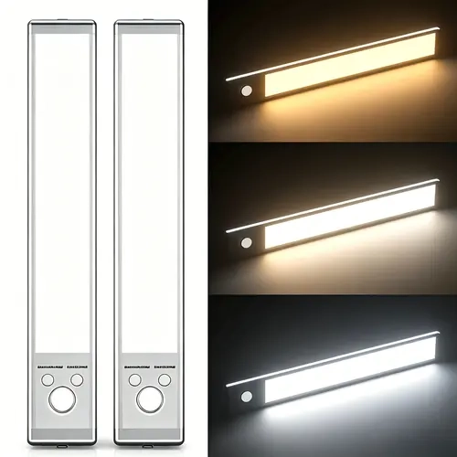 Rechargeable Under Cabinet Motion Sensor LED Night Light - 1500mAh Battery Powered, Rectangular Magnet Mount, Dimming, USB Charging, Auto Off, Metal Surface Compatible Indoor Use Light for Kitchen