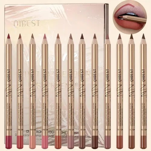 12PCS Matte Lip Liner Set,Waterproof Lipstick Liner Slim,High Pigmented Creamy Lipliners Pencil,Non-fading Long Lasting Lip Liner Pencil for Women