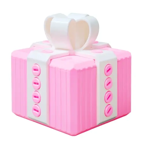 Unisex 3D Geometric Screw Top Prank Puzzle Gift Box - Durable Plastic Container for Money/Cards, Interactive Halloween Funny Gift for Valentine's Day (Pink & White)