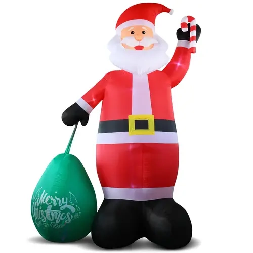 Ubesgoo 14FT Inflatable Santa Mascot Christmas Decor Set, Lighted Outdoor Christmas Decoration with Built-in LED Lights, Large Gift Bag, Waterproof Polyester Indoor-Outdoor Home Front Yard Lawn Festive Decor, Lighted Christmas Decor