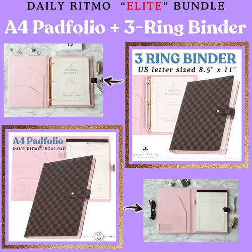DAILY RITMO "ELITE" Office Bundle - A4 Padfolio plus 3-Ring Binder Bundle