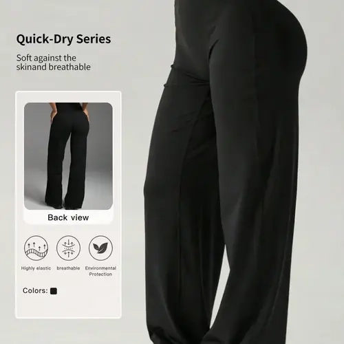 5 Colors High Waist Wide-Leg Yoga Pants, Seamless Straight Leg Cut, Stretchy Breathable, Hidden Hip, Versatile Casual Trousers, Yoga Workout Pants