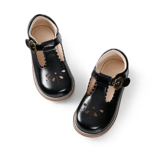 DREAM PAIRS Girls' Mary Jane Flats - 3-8 Years Toddler/Little Kid T-Strap Velcro Faux Leather School Uniform Shoes, All Seasons Round Toe Wide Fit Ballet Flats, Mary Jane Flat