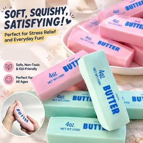 Crunchy Sound Butter Bar Squishy Toy Soft Squeeze Fidget Toy Funny Sensory Hobby Play Toy Portable Stress Relief Decompression Toy Cute Desk Relax Toy Ideal Gift For Teens Adults Party Leisure Entertainment