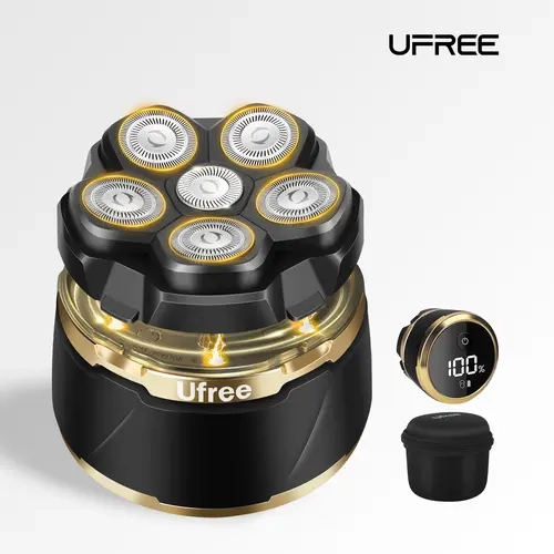 Ufree Head Shaver for Bald Men, Detachable Rotary Electric Razor, Wet Dry | Stainless Steel 6D Floating Blades, IPX6 Waterproof Wet Dry, LED Display, USB-C Fast Charge, Travel Lock Storage Bag,Gifts for Men,father'sdaygifts,summerhairstyles,Christmas Gift