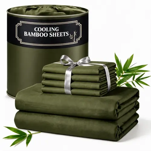 4/6pcs Extra Deep Pocket Sheets Bamboo Bed Sheet Set - kids & Pillowcase Set,Comfy Breathable Cooling Hotel Luxury Bedding for Women, Men and kids- Pockets, Ultra-Soft, Wrinkle Free,Twin/Full/Queen/King