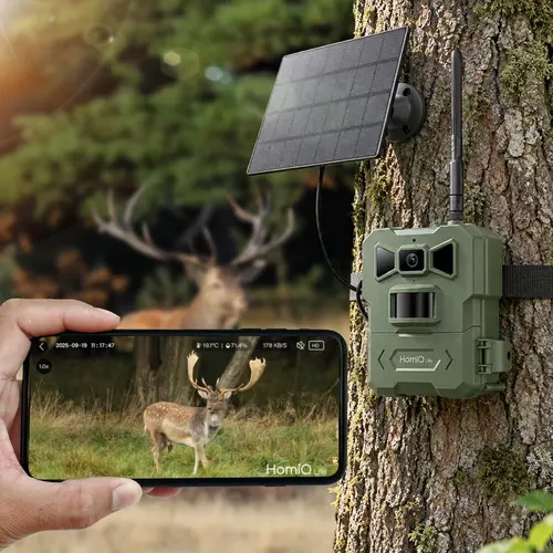 HOMIQ LIFE 4G LTE Cellular Trail Camera - No WiFi Hunt Gear & Deer Hunter Accessories, Security Tech Solutions with Motion Activation, 2K HD Night Vision, AI Detect, IP66 Waterproof for Wildlife Monitoring