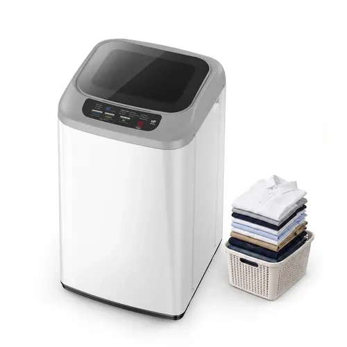 Upstreman Fully Automatic Compact Top Load Clothes Washing Machine - 0.9 Cu.Ft Multifunction Laundry Machine, Steel Drum, 8 Cycles, LED Display, 24H Delay Start, Quick Cycle, Microcomputer Control Portable Travel Washer for Dorms, Apartments, Clothes Wash