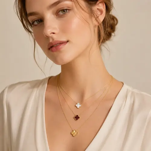 Clover Necklace  14K Gold Plated Stainless Steel for Women
