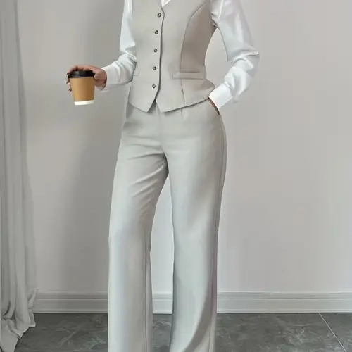 Women's Casual Elegant Fashion Sleeveless Set Suits, Stylish No-Sleeve for Everyday Wear, Comfortable and Trendy Ladies' Clothing