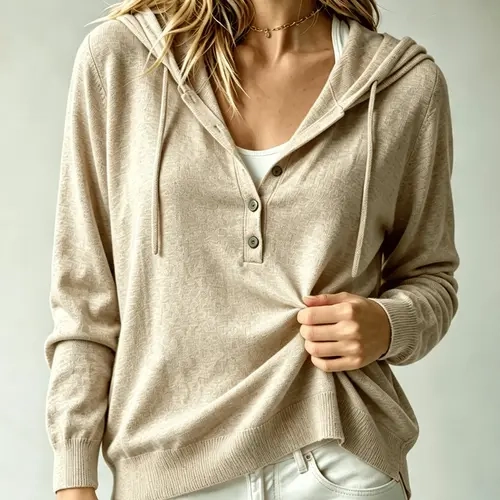 New Women's Fashion Casual Hooded Knit Cardigan, Solid Color Long Sleeve Loose Thin Coat, Fall Winter Outerwear, Daily Wear, Knitwear