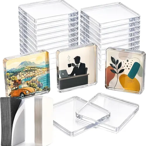 10pcs Magnetic Acrylic Photo Fridge Magnets - Halloween DIY Home Decor Gift for Kitchen, Party Crafts & Classroom Use, Square