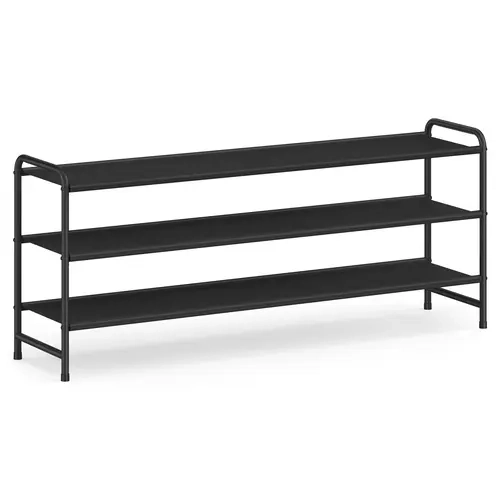 SONGMICS Long Free-Standing Footwear Organizer - Metal Frame Shoe Rack, Easy-to-Assemble Organizer Storage, Holds 16-20 Pairs, Room Accessory for Entryway Closet & Apartment Storage Solution