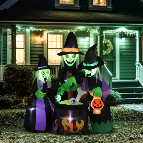 Ubesgoo 6FT Inflatable Halloween 3-Witch Decor with LED Lights - Outdoor Halloween Yard Decor, Glow Party Accessories, Lighted Party Decoration Supplies, Home Festive Prop