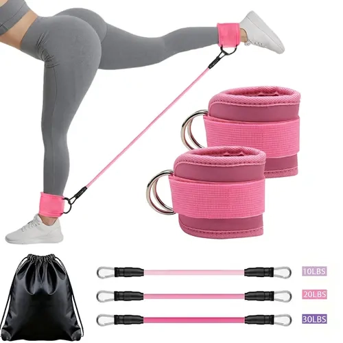 Unisex Adjustable Elastic Resistance Band with Snug Grip Stretching Gear - Ankle Strengthening for Legs & Glutes, Home Workout Fitness Gear (TikTok Shop Back to School)