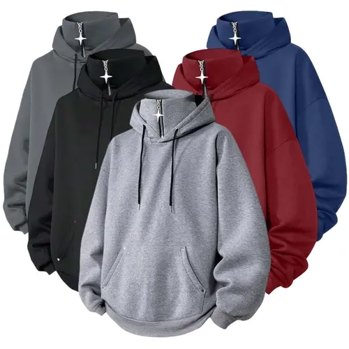 Men’s hooded sweatshirt available in 1-, 2-, or 3-pack options; loose, casual drawstring hoodie; soft and comfortable long-sleeve pullover top; versatile streetwear hoodie for everyday wear