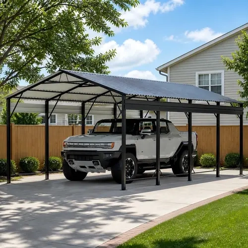 Aoxun Galvanized Steel Metal Carport with Corrugated Sheets, 12x20 Heavy-Duty Weatherproof Canopy, Reinforced Frame, Enhanced Reinforced Base, Outdoor Garage Shelter for Pickup Trucks, SUVs