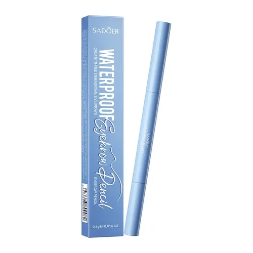 Waterproof Eyebrow Pencil, Dual-Ended Long-Lasting Brow Pen with Autorotation Triangular cut pencil  & Eyeliner brush，Natural Hair-LikeStrokes, Smudge-Proof，Easy to Use