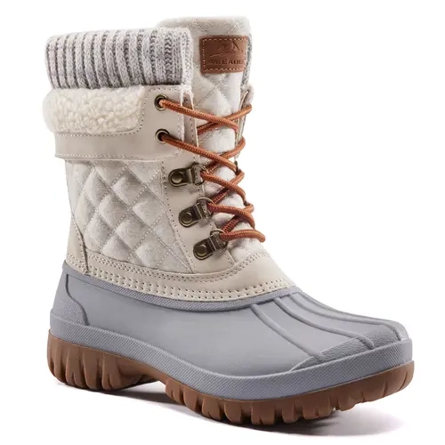 ALEADER Women's Classic Mid-Calf Slip-On Round Toe Winter Footwear - Waterproof PU Leather, Anti-Slip, Warm, Versatile Hiking Women's Shoes with PU+EVA, PU+RB, Indoor/Outdoor for Back-to-School