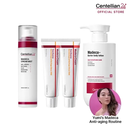 [Centellian24] Yumi's Face to Body Anti-Aging Strengthening Skin Care Kit - 2x50ml Madeca Cream Time Reverse, 500ml Barrier Body Lotion, Cream Mist - Hyaluronic Acid, Nourishing, Calming, Sensitive Skin, Hydration, Firming, Itch Relief, Korean Skincare