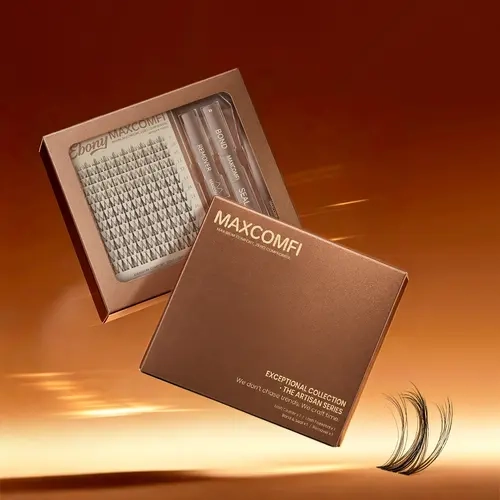 Maxcomfi Ebony Individual False Lashes - High-Quality D-Curl Clusters, Thin Strands Layered Black & Brown, Realistic Mommy Look Reusable Segmented Strips, Acrylic Resin Beginner-Friendly At-Home Makeup Extensions, Clusters Lashes, D Curl Shape