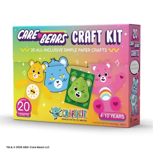 Craftikit Care Bears Unlock the Magic 20-Crafts Kit - Educational Preschool Arts & Crafts Box with Cutouts for Kids Ages 4-10 Yrs, 4-10 Years