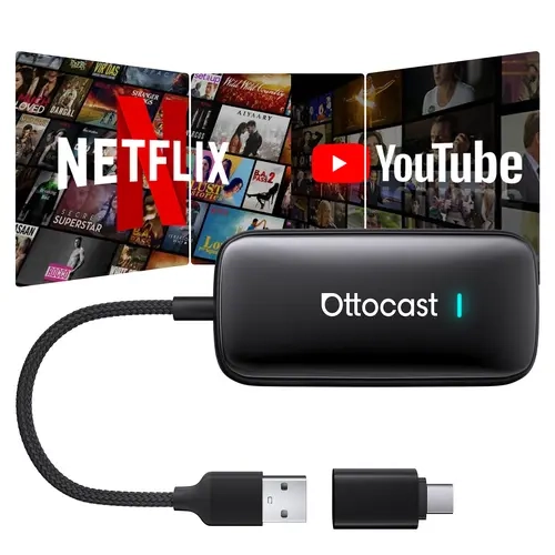 【CARS COMPATIBLE WITH WIRED CARPLAY】OTTOCAST Play2Video Ultra Wireless CarPlay/Android Auto Adapter (4GB RAM + 32GB ROM)