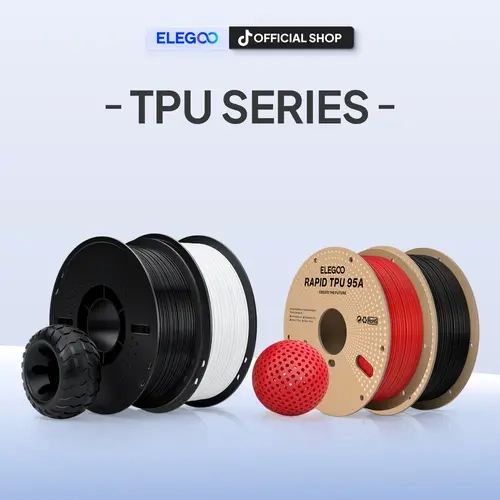 ELEGOO Soft TPU 3D Printing Filament, 1.75mm Black 1KG (2.2lbs) Spool, 95A Hardness, Stretchable, Impact Resistant, Compatible with FDM 3D Printers, Back to School Supply