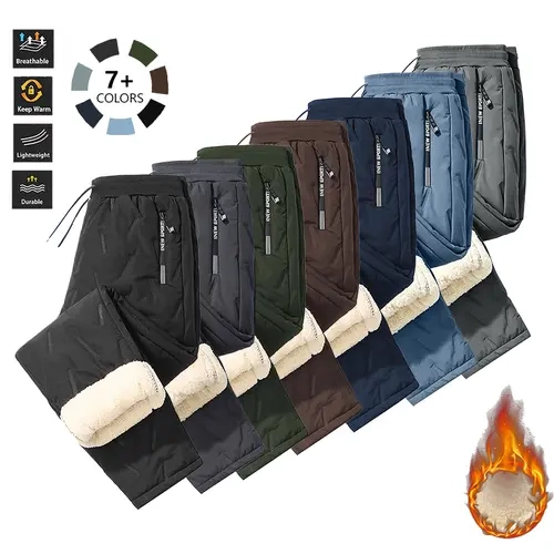 Men's Fleece-Lined Heavyweight Thick Winter Warm Leisure Sports Pants - 1-Pack Solid Straight-Fit Sweatpants with Zipper Pockets for Home, Outdoor Use (Sports Pants Sportswear)