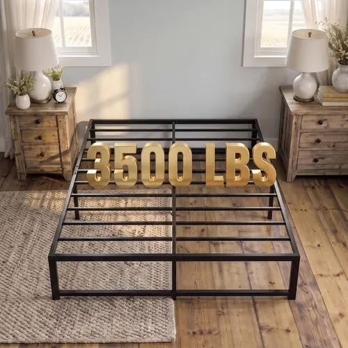 MUTICOR Basic Metal Platform Bed Frame, Heavy Duty Steel Slat Support, Under-Bed Storage, No Box Spring Needed, Easy Assembly, Black
