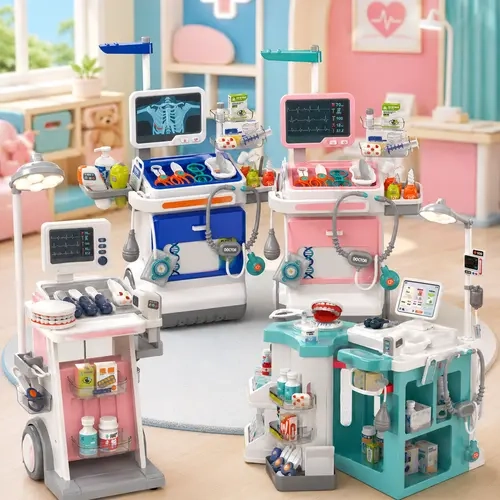MOREFEEL Unisex Kids' Hospital Theme Doctor Kit Playset - Pink Pretend Play Kids Toys, Medical Carts, Role-Playing Tools, Interactive Medical Equipment