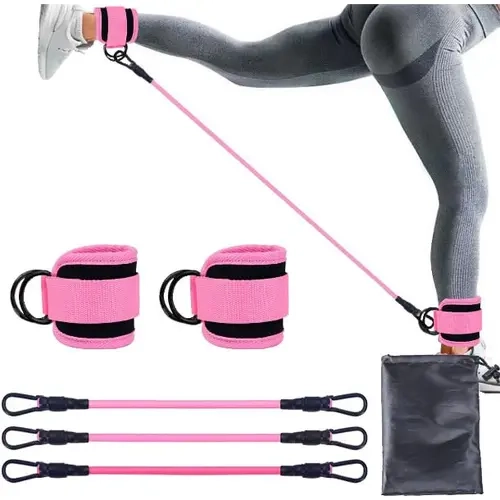 YICF Unisex Neoprene-Padded Stretch Fitness Ankle Straps - Adjustable for Cable Machine, Leg Workouts, Stretching