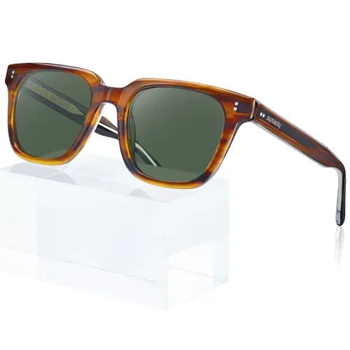 Men's Full-Rim Polarized 1970s Classic Vintage-Inspired Old School Square Sunglasses, UV400 UV Wearable Protection, Handcrafted Acetate, Non-Fading, Leather Case Included, Ideal for Driving & Daily Use, Old School Men's Sunglasses, Uv Wearable Men's Sungl