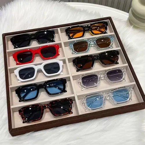 XUH Nylon TR90 Unisex Retro Square Sunglasses - UV400 Anti-Glare Lenses, Chunky Small Rectangle Frame, 10 Color Options, Daily/Party Fashion Eyewear Accessories, Sunglasses for Women, Uv400 Lens