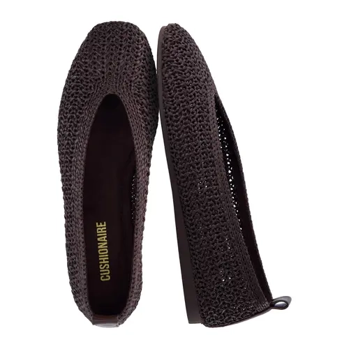 Cushionaire Gilt Woven Ballet Flats For Women | Lightweight Knit Flats With Pull On Tab | Classic Everyday Ballet Flats For Casual Outfits