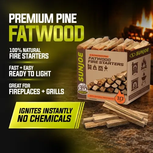 Sun Joe Eco-Friendly Fire Starter - All-Natural Pine Resin Kindling Sticks for Indoor Fireplaces, Outdoor Campfires