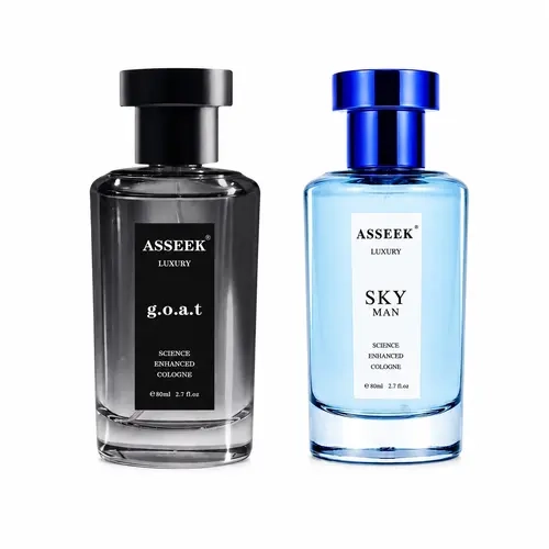 ASSEEK Luxury g.o.a.t & SKY MAN Men's Cologne Set | 2 x 80ml (2.7 fl oz Each) | Lemon, Cedar, Apple, Bergamot & Driftwood | Woody Fougere & Fresh Aquatic Fragrance Gift Set for Men