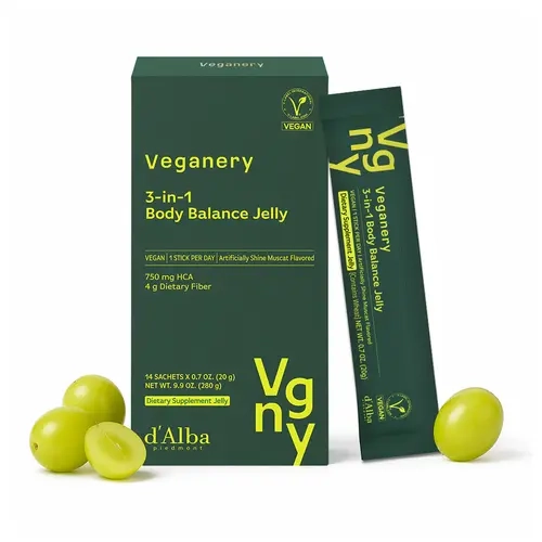[Veganery] 14 Sachets 3-in-1 Body Balance Jelly Dietary Supplement, Vegan Zero Sugar Jelly with Garcinia Cambogia & Dietary Fiber, Shine Muscat Flavor