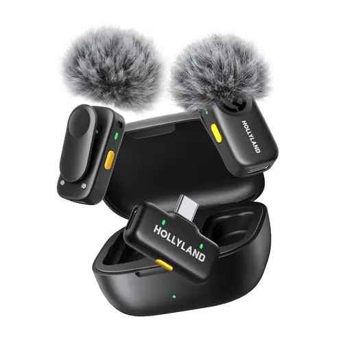 Hollyland LARK A2 Wireless Lavalier Microphone for iPhone & Android, Clip-On Mini Mic with AI Noise Cancellation, 48kHz/24-bit Audio for Video Recording & Vlogging