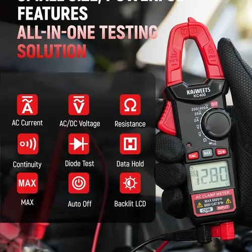 【live】KAIWEETS Digital Clamp Meter Multimeter, Portable 2000 Counts LCD AC Amp Meter, 400A AC Current & 600V AC/DC Voltage Tester, Auto Ranging Voltage Check Tool with Ohm Volt Resistance Continuity Diode Test for Circuit Tracer and Breaker Finder