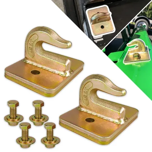 2-Pack 3/8" Grade 70 Forged Galvanized Steel Bolt-On Tow Hooks, Tractor Bucket Grab Hooks with Backer Plates & Bolts, Suitable for RVs