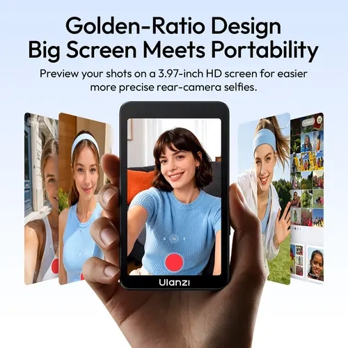 Ulanzi VM1 Magnetic Cellphone Selfie Accessory - Hands-Free Phone Holder, Phone Camera Mount, Rear-Camera Selfie Display, Mic-Supported Live Streaming Vlogging Tool, Compatible with iPhone 17/18, Smartphone Mobile Accessories