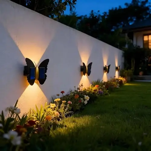 Outdoor Solar Wall-Mount Light - Waterproof 3000K Butterfly LED Sconce, Modern Home Supply for Garden, Outdoor Patio Lights