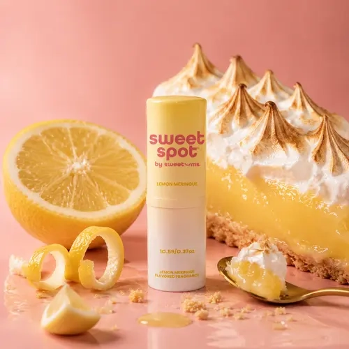 NEW Lemon Meringue Flavored Solid Fragrance by Sweet Spot- Gourmand, Alcohol Free, Solid Wax Based Fragrance, Citrus and Bakery Scent with Vanilla and Pie Crust Aroma and Flavor, Portable and Mess Free, Travel Friendly Perfume, Gourmand Perfume